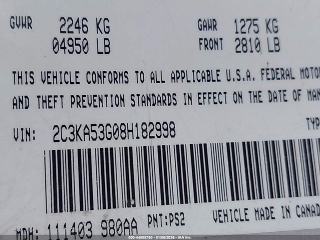 2008 CHRYSLER 300 2C3KA53G08H182998 Photo 8