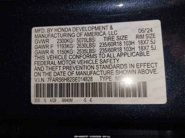 7FARS6H82SE014828 Honda Cr-v Hybrid Sport-l