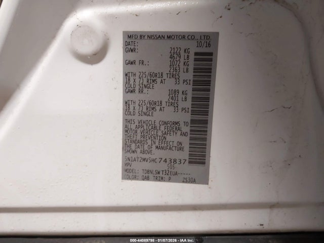 5N1AT2MV5HC743837 Nissan Rogue Sl
