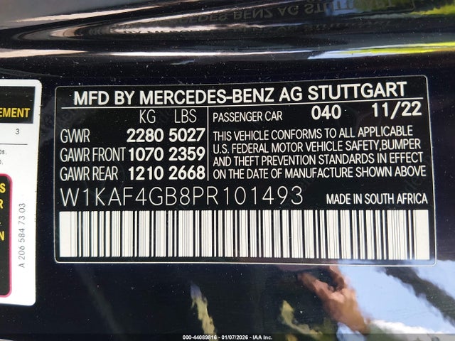 W1KAF4GB8PR101493 Mercedes-Benz C 300 Sedan