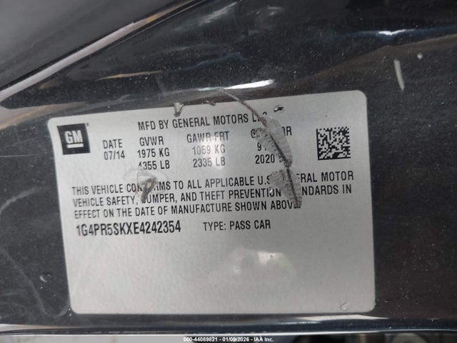 44089821 :رقم المزاد ، 1G4PR5SKXE4242354 vin ، 2014 Buick Verano Convenience Group مزاد بيع