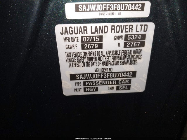 2015 JAGUAR XF SAJWJ0FF3F8U70442 Photo 8