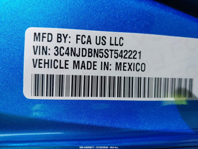 Продаж на аукціоні авто 2025 Jeep Compass Latitude 4x4, vin: 3C4NJDBN5ST542221, номер лоту: 44089871