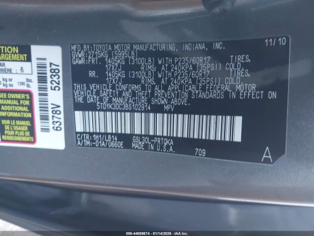 2011 TOYOTA SIENNA 5TDYK3DC3BS102914 Photo 8