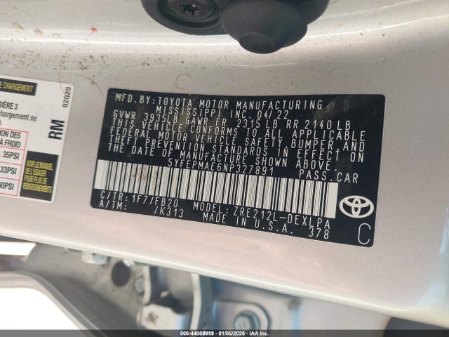 Toyota COROLLA LE 2022 5YFEPMAE6NP327891 Image 9