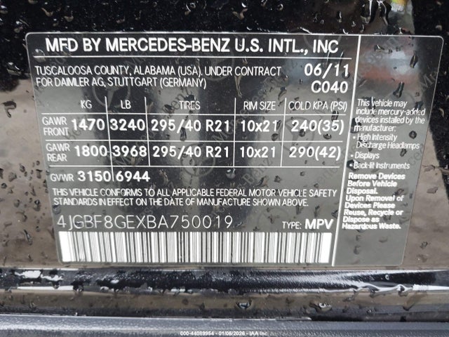 2011 MERCEDES-BENZ GL 550 4JGBF8GEXBA750019 Photo 8