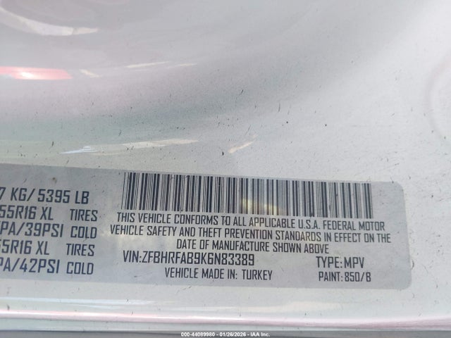RAM Promaster City Tradesman 2019 ZFBHRFAB9K6N83389 Image 9