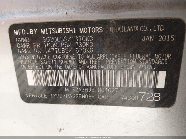 2015 MITSUBISHI MIRAGE ML32A3HJ5FH040270 Photo 8
