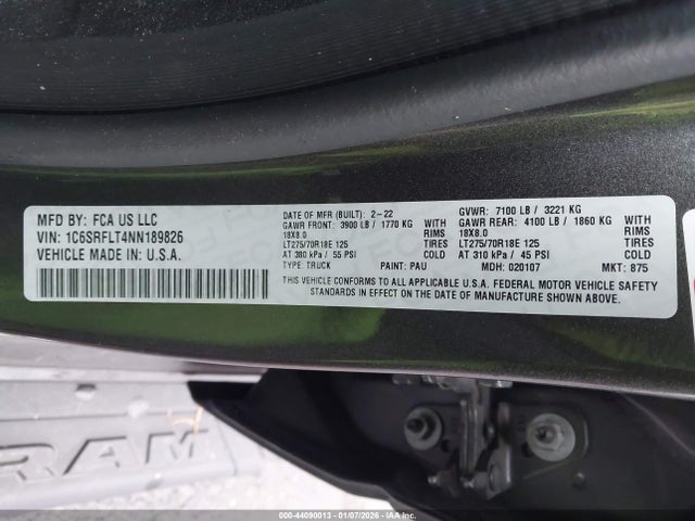 2022 RAM 1500 1C6SRFLT4NN189826 Photo 8