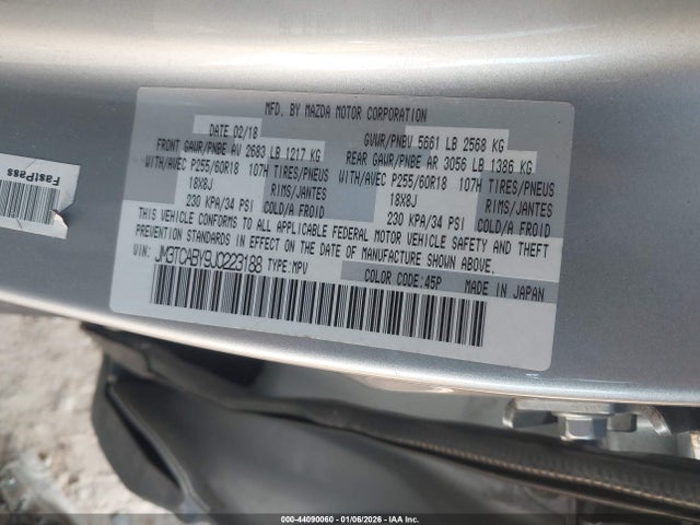 Продаж на аукціоні авто 2018 Mazda Cx-9 Sport, vin: JM3TCABY9J0223188, номер лоту: 44090060