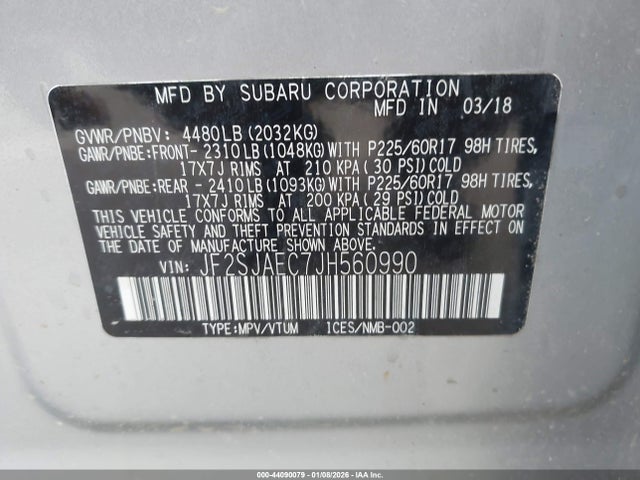 Subaru Forester 2.5i Premium 2018 JF2SJAEC7JH560990 Image 9