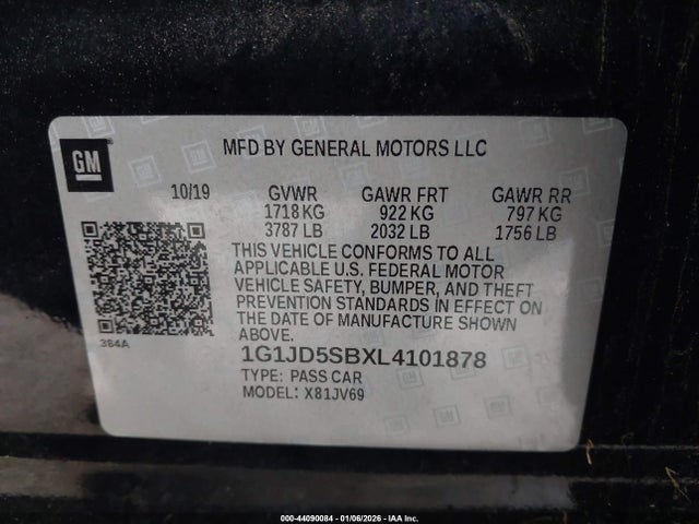 1G1JD5SBXL4101878 Chevrolet Sonic Fwd Lt