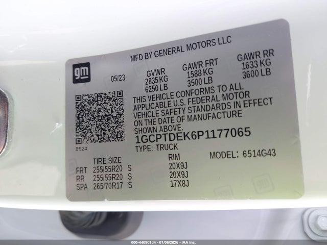 Продаж на аукціоні авто 2023 Chevrolet Colorado 4wd  Short Box Z71, vin: 1GCPTDEK6P1177065, номер лоту: 44090104
