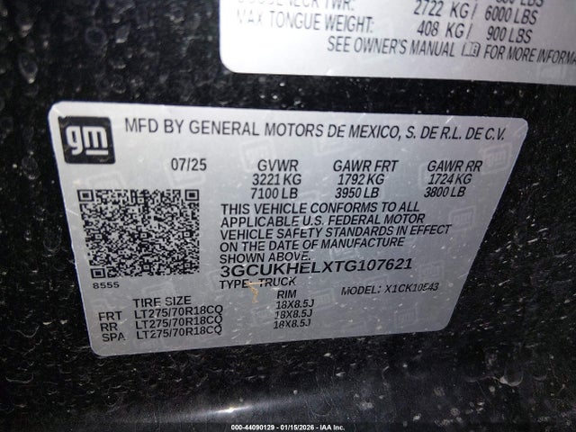 3GCUKHELXTG107621 Chevrolet Silverado 1500 4wd Short Bed Zr2