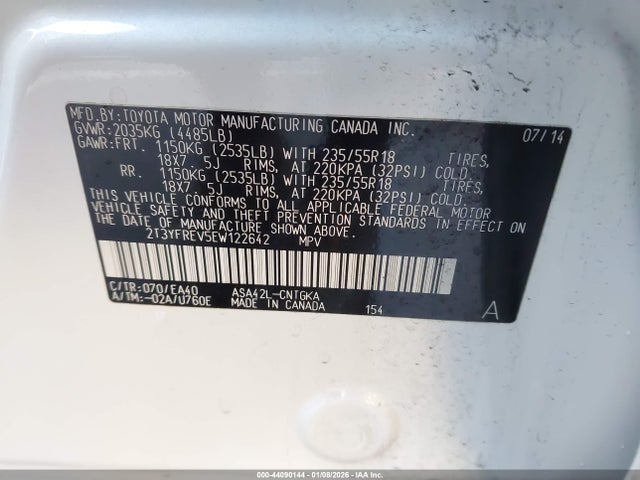 Toyota Rav4 Limited 2014 2T3YFREV5EW122642 Image 9