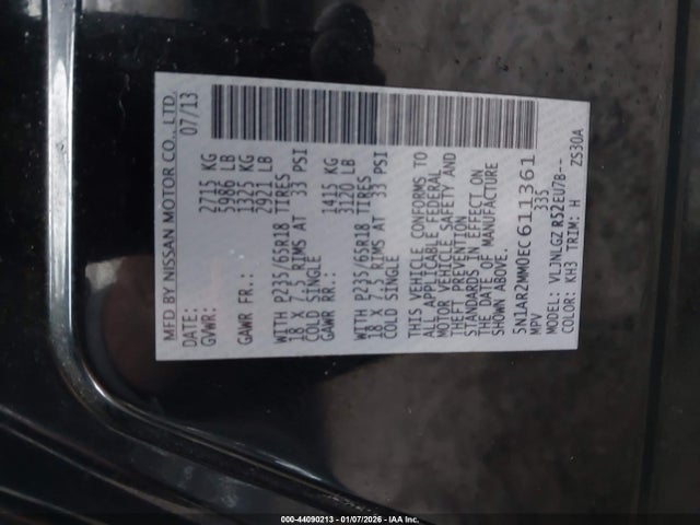 5N1AR2MM0EC611361 Nissan Pathfinder Sl