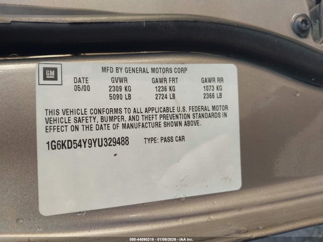 2000 CADILLAC DEVILLE 1G6KD54Y9YU329488 Photo 8