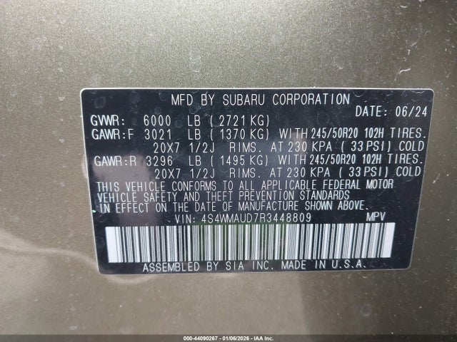 4S4WMAUD7R3448809 Subaru Ascent Limited 7-passenger