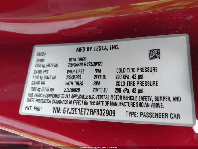 2024 TESLA MODEL 3 5YJ3E1ET7RF832909 Photo 8