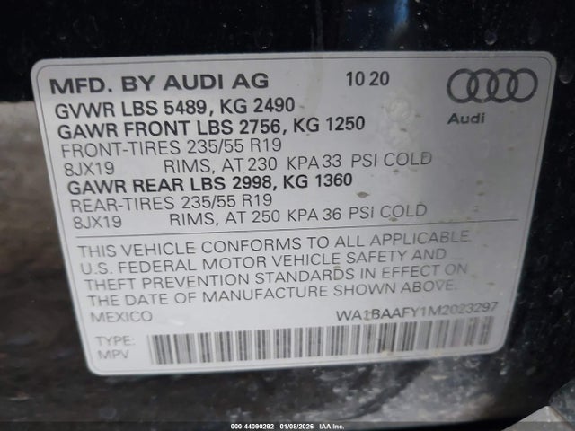 Продажа на аукционе авто 2021 Audi Q5 Premium Plus 45 Tfsi Quattro S Tronic, vin: WA1BAAFY1M2023297, номер лота: 44090292