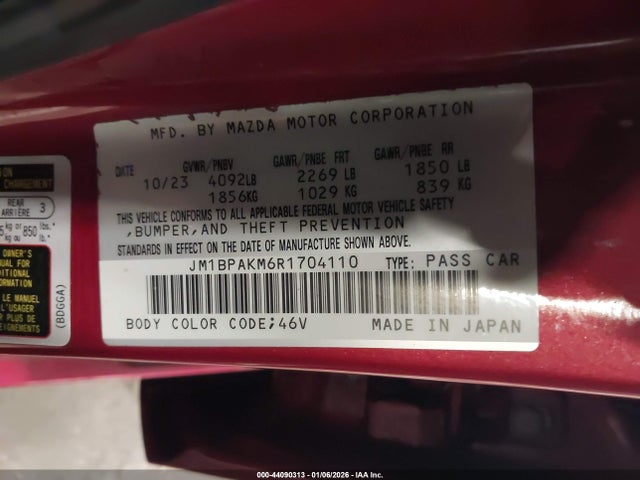 JM1BPAKM6R1704110 Mazda Mazda3 2.5 S Select Sport