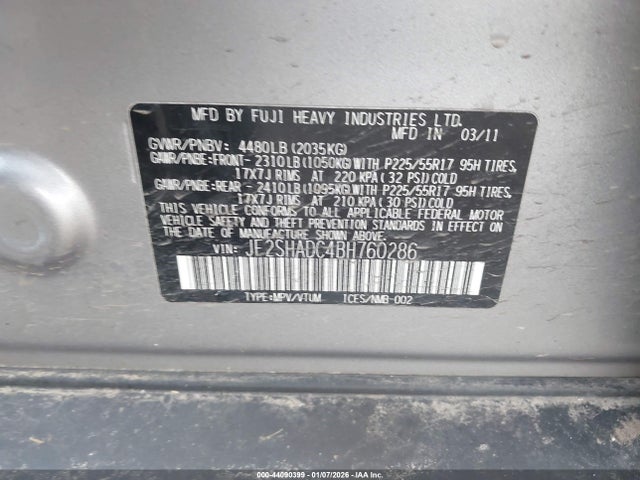 Продаж на аукціоні авто 2011 Subaru Forester 2.5x Premium, vin: JF2SHADC4BH760286, номер лоту: 44090399
