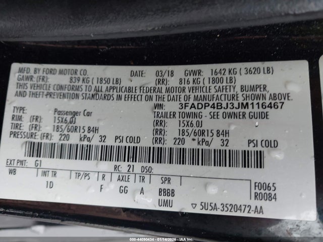 2018 FORD FIESTA 3FADP4BJ3JM116467 Photo 8