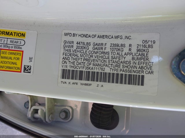1HGCV1F35KA111762 Honda Accord Sport