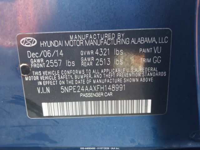 2015 HYUNDAI SONATA 5NPE24AAXFH148991 Photo 8