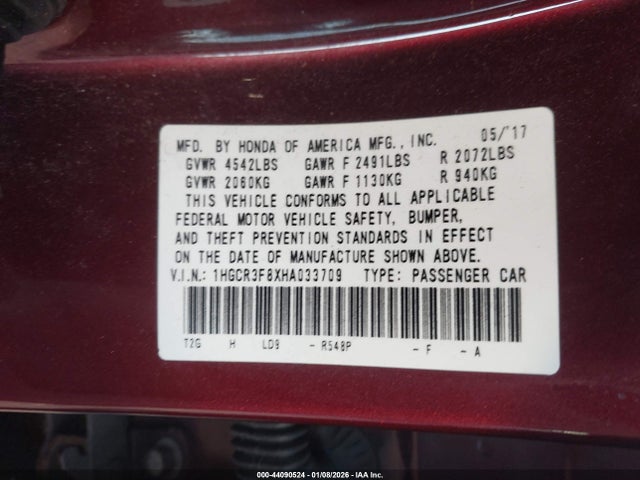 1HGCR3F8XHA033709 Honda Accord Ex-l V6