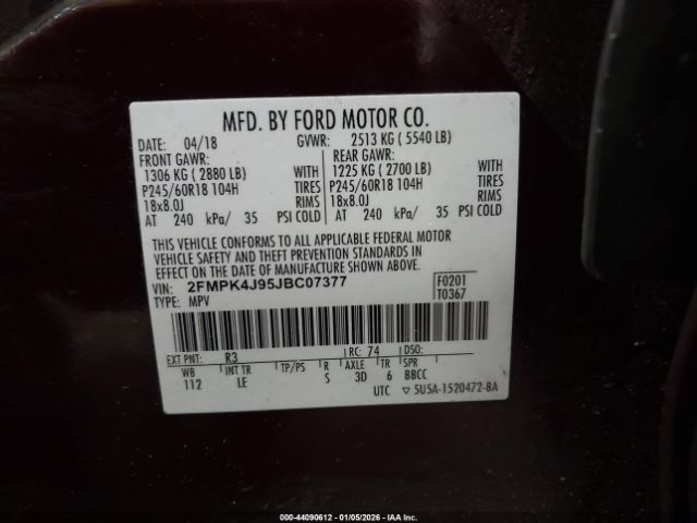 2018 FORD EDGE 2FMPK4J95JBC07377 Photo 8