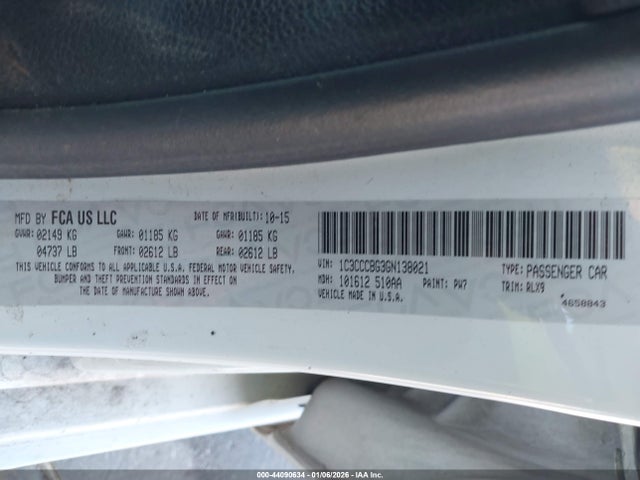 Aukcja sprzedaży 2016 Chrysler 200 S, vin: 1C3CCCBG3GN138021, numer aukcji: 44090634