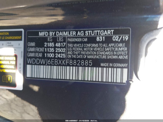 WDDWJ6EBXKF882885 Mercedes-Benz Amg C 43 4matic