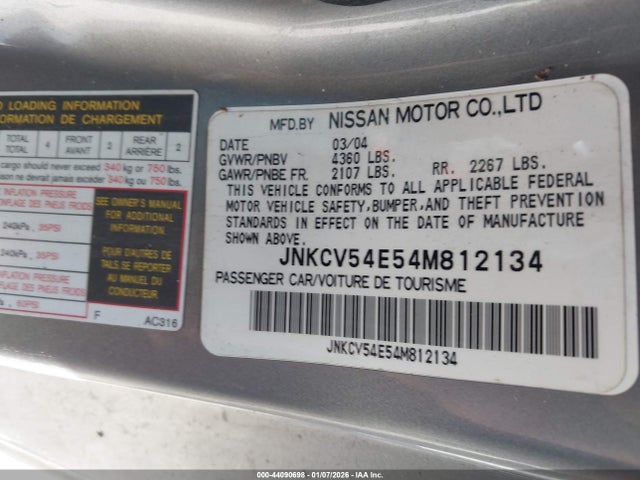 Продаж на аукціоні авто 2004 Infiniti G35, vin: JNKCV54E54M812134, номер лоту: 44090698