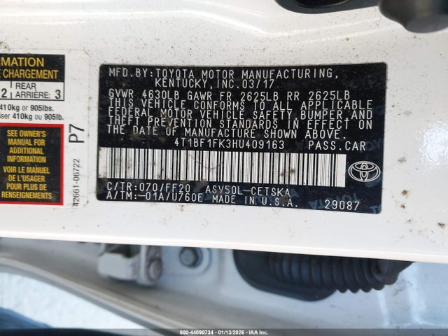 Toyota CAMRY SE 2017 4T1BF1FK3HU409163 Image 9