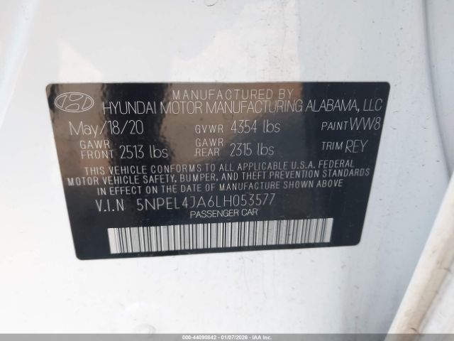 2020 HYUNDAI SONATA 5NPEL4JA6LH053577 Photo 8
