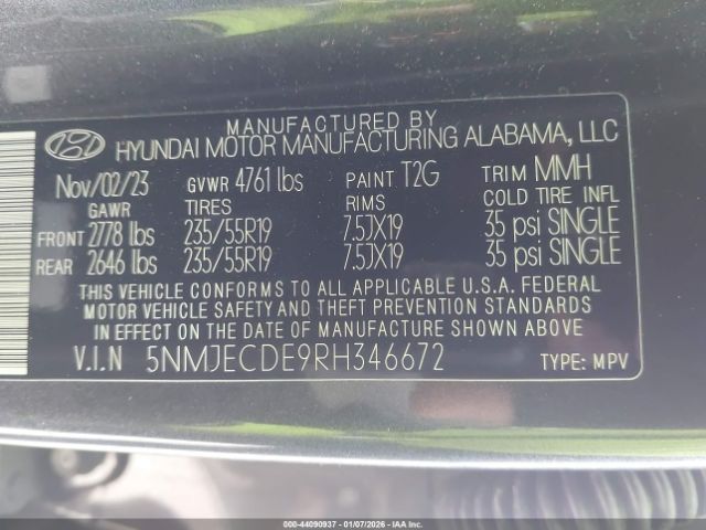 2024 HYUNDAI TUCSON 5NMJECDE9RH346672 Photo 8