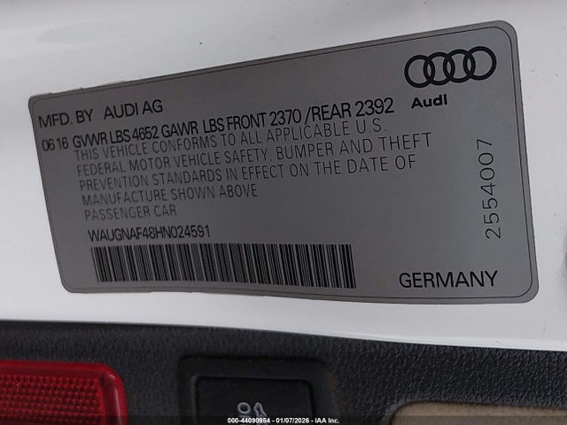 WAUGNAF48HN024591 Audi A4 2.0t Premium