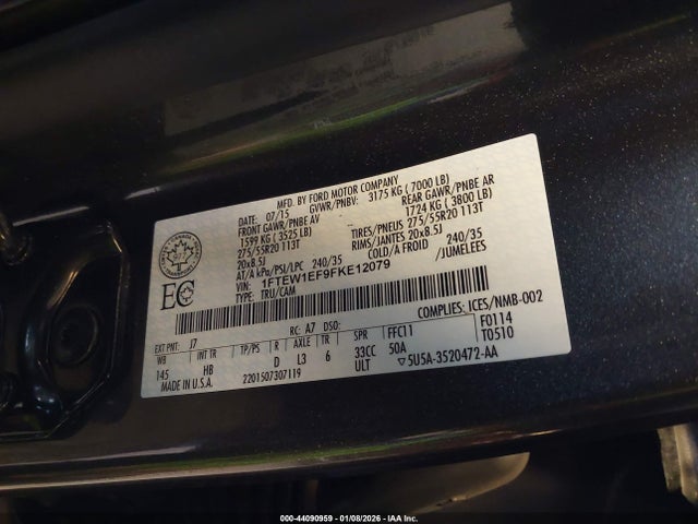 Ford F-150 Lariat 2015 1FTEW1EF9FKE12079 Image 9