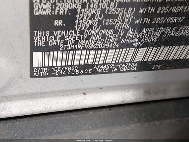 Toyota RAV4 LE 2019 2T3H1RFV9KC029424 Image 9