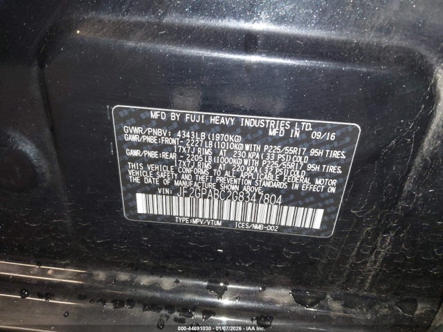 Subaru Crosstrek 2.0i Premium 2016 JF2GPABC2G8347804 Image 9