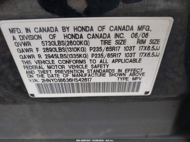2006 ACURA MDX 2HNYD18636H542617 Photo 8