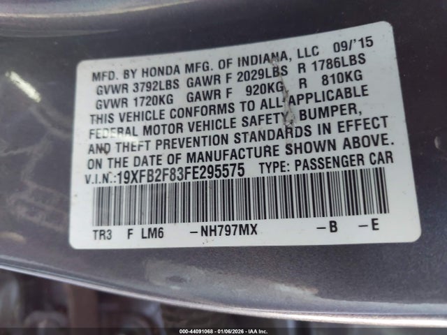 Honda CIVIC EX 2015 19XFB2F83FE295575 Image 9