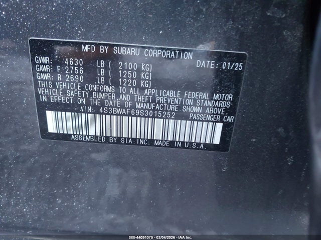 Продаж на аукціоні авто 2025 Subaru Legacy Premium, vin: 4S3BWAF69S3015252, номер лоту: 44091075