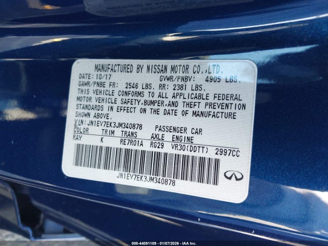 JN1EV7EK3JM340878 Infiniti Q60 3.0t Luxe