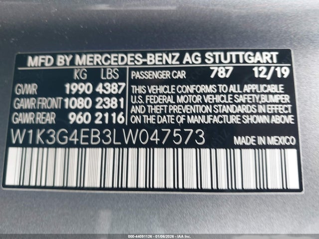 W1K3G4EB3LW047573 Mercedes-Benz A 220