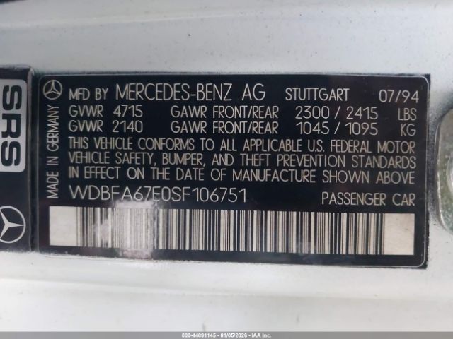1995 MERCEDES-BENZ SL WDBFA67E0SF106751 Photo 8