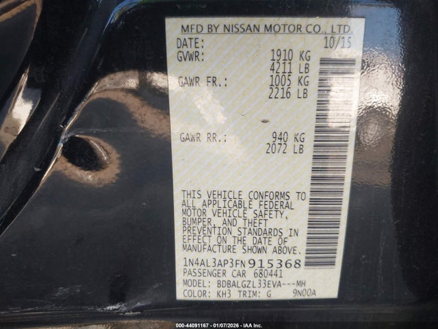 1N4AL3AP3FN915368 Nissan Altima 2.5 S