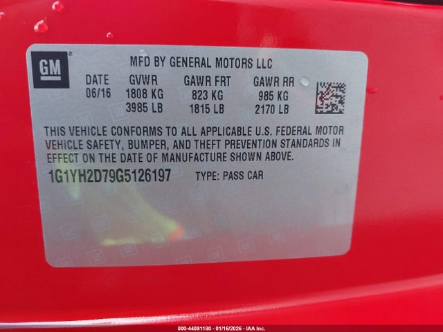 2016 CHEVROLET CORVETTE 1G1YH2D79G5126197 Photo 8