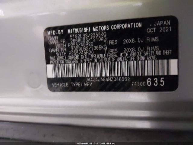 2022 MITSUBISHI OUTLANDER JA4J4UA84NZ046562 Photo 8